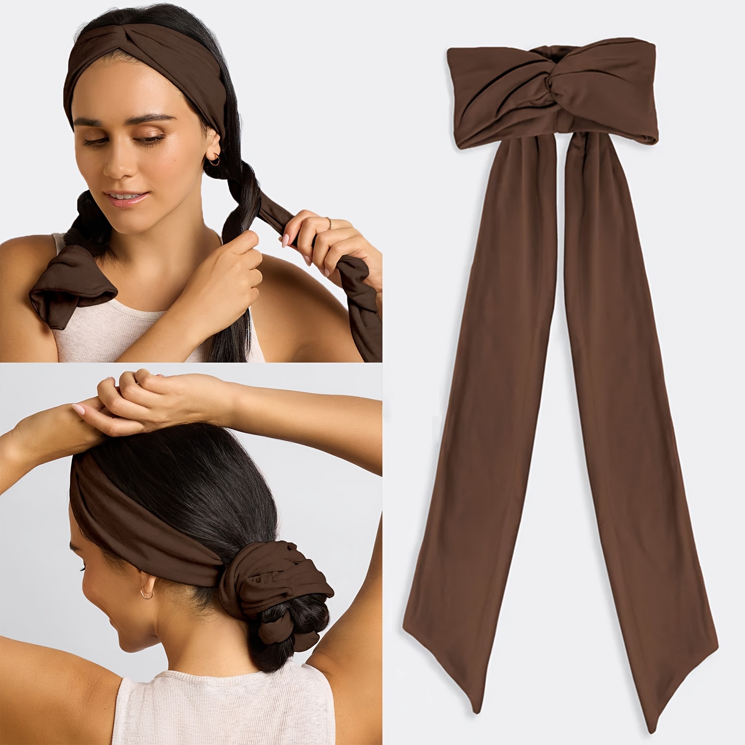 TEMU 1pc Of Non-thermal Curly Hair Band Does Not Hurt Lazy Sleep Curly Hair Artifact High Elastic Yoga Hair Band (pink, Gray, Black, Brown)