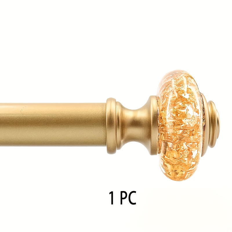 1pc Modern Curtain Rod Set With Crystal Decorative , Adjustable Metal Tension Pole Including Mounting Brackets And Accessories