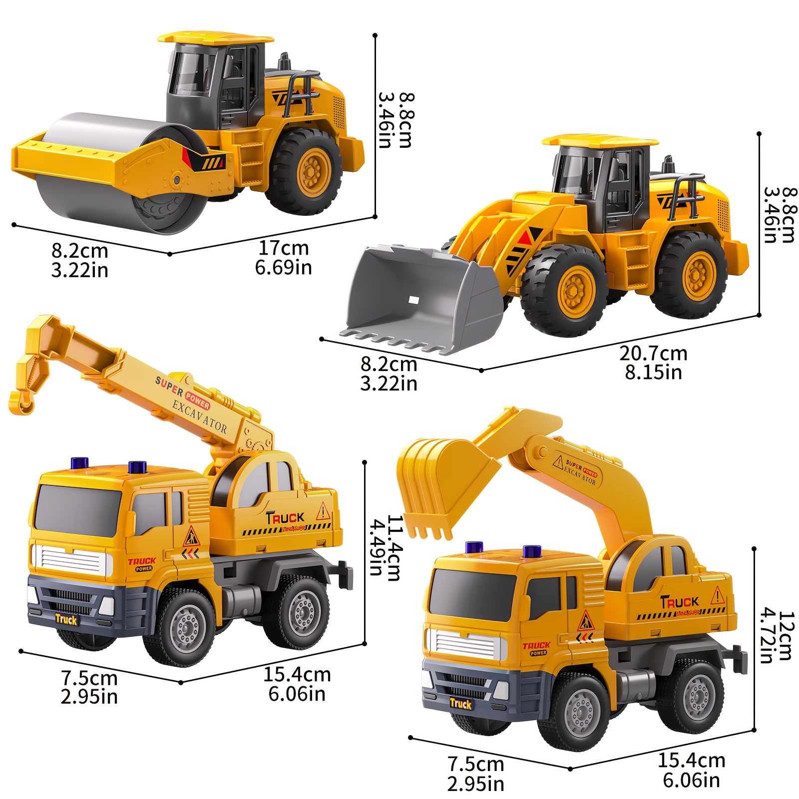 Image of Home 4pcs Construction Cars Vehicles, Die Cast Mini Construction Truck Toys, Bulldozers Excavator Cement Dump Toys, Birthday Easter Halloween Christmas Thanksgiving Gifts [random Accessory Color]