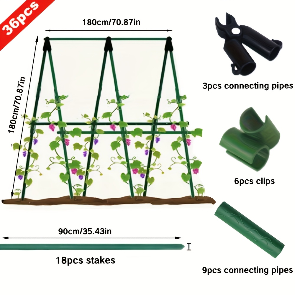 TEMU 1 Set Courtyard Garden Plant Support Frame Pole, 180cm X 180cm Outdoor Courtyard Grape Support Frame, Cucumber Tomato Grape Support Pole, Flower