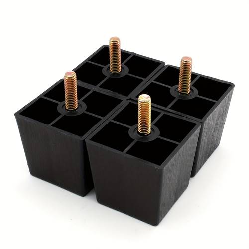 set of 4 plastic legs for furniture 2 inches in size square black legs for sofas with m8 threading 8mm metric suitable as replacement feet for beds chairs and ottomans