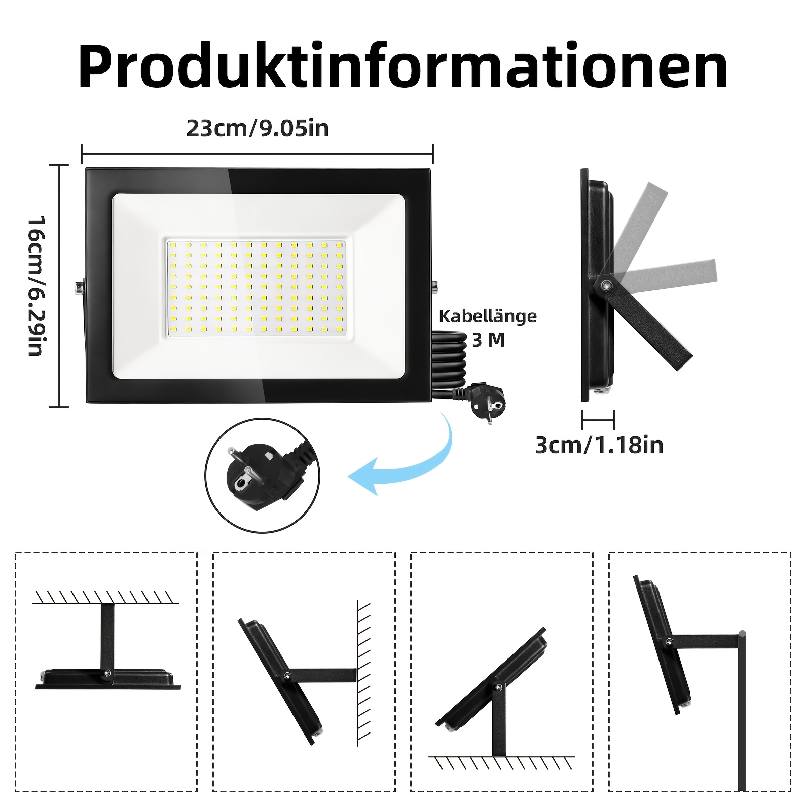 Image of 100w Outdoor Led Floodlight 100w, Designed For External Work Use. Operates On 220-240v And With Plug. Warm White/cool White Portable Safety Light With An Ip65 Aluminum Head