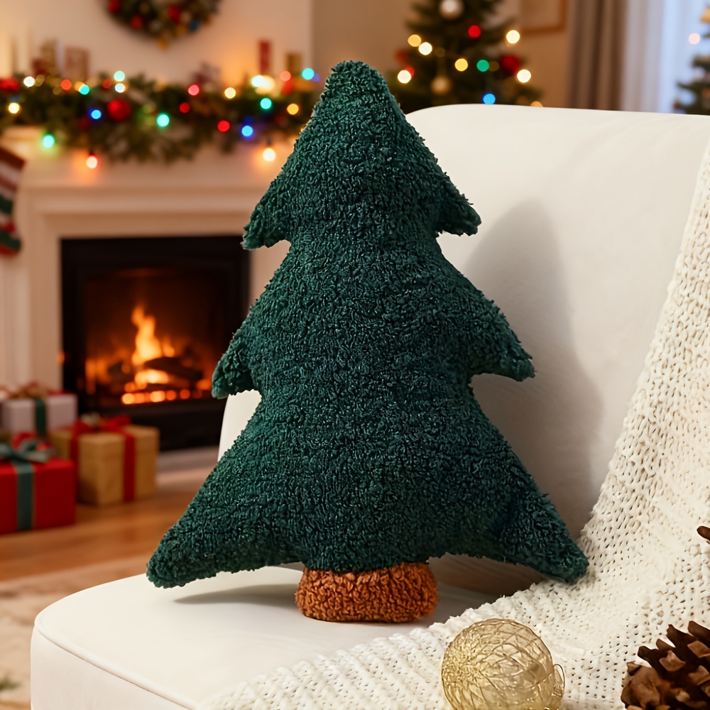 TEMU A Throw Pillow Designed Like A Christmas Tree | A Soft, Plush Green Cushion | A Decorative Piece For Holiday Sofas And Beds, Perfect For