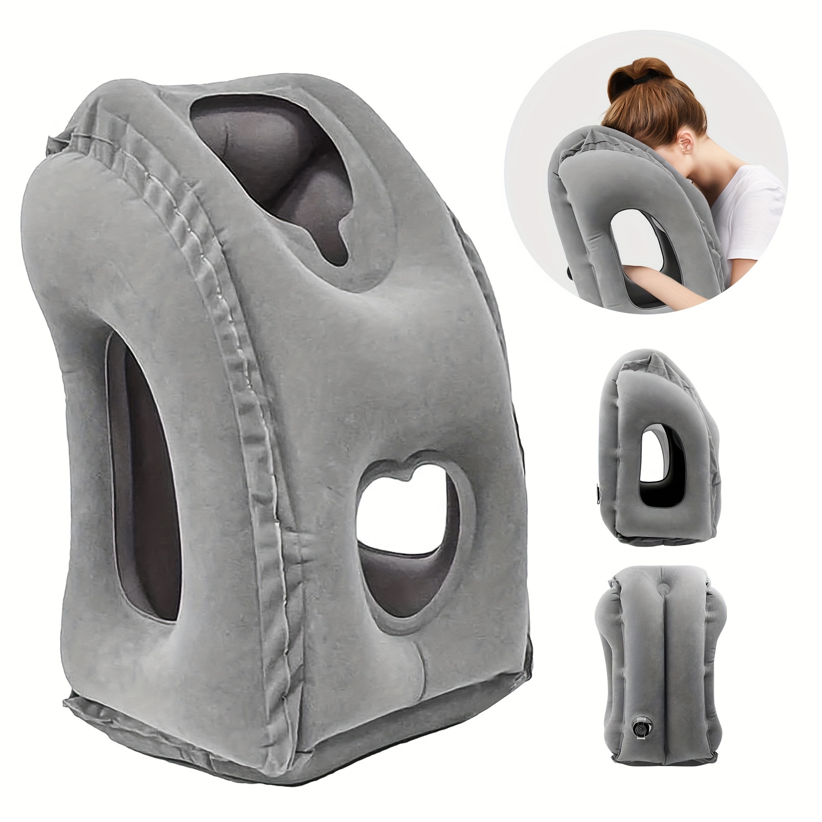 

Ergonomic Inflatable Travel Pillow With Patented Valve - Lightweight, Neck & Head Support For Long Flights, Cars, Trains, And Office Naps Travel Pillow Neck Pillow Neck Pillow For Travel For Plane