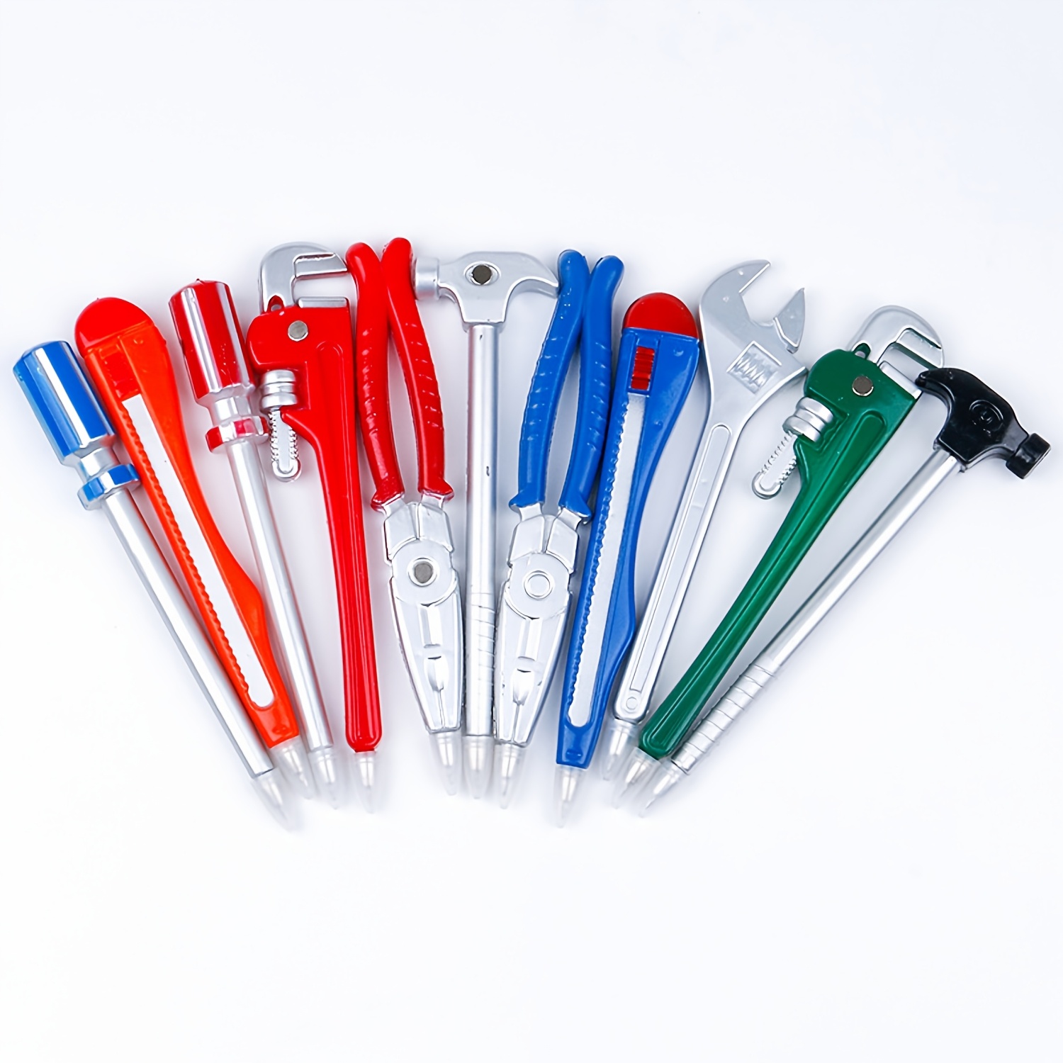 Image of Tool-themed Ballpoint Pen Set - Quick-drying, Lightweight Design, Includes A Cartoon Wrench, Pliers, Screwdriver, And Hammer - Office Use, Gifts (random Color-2)