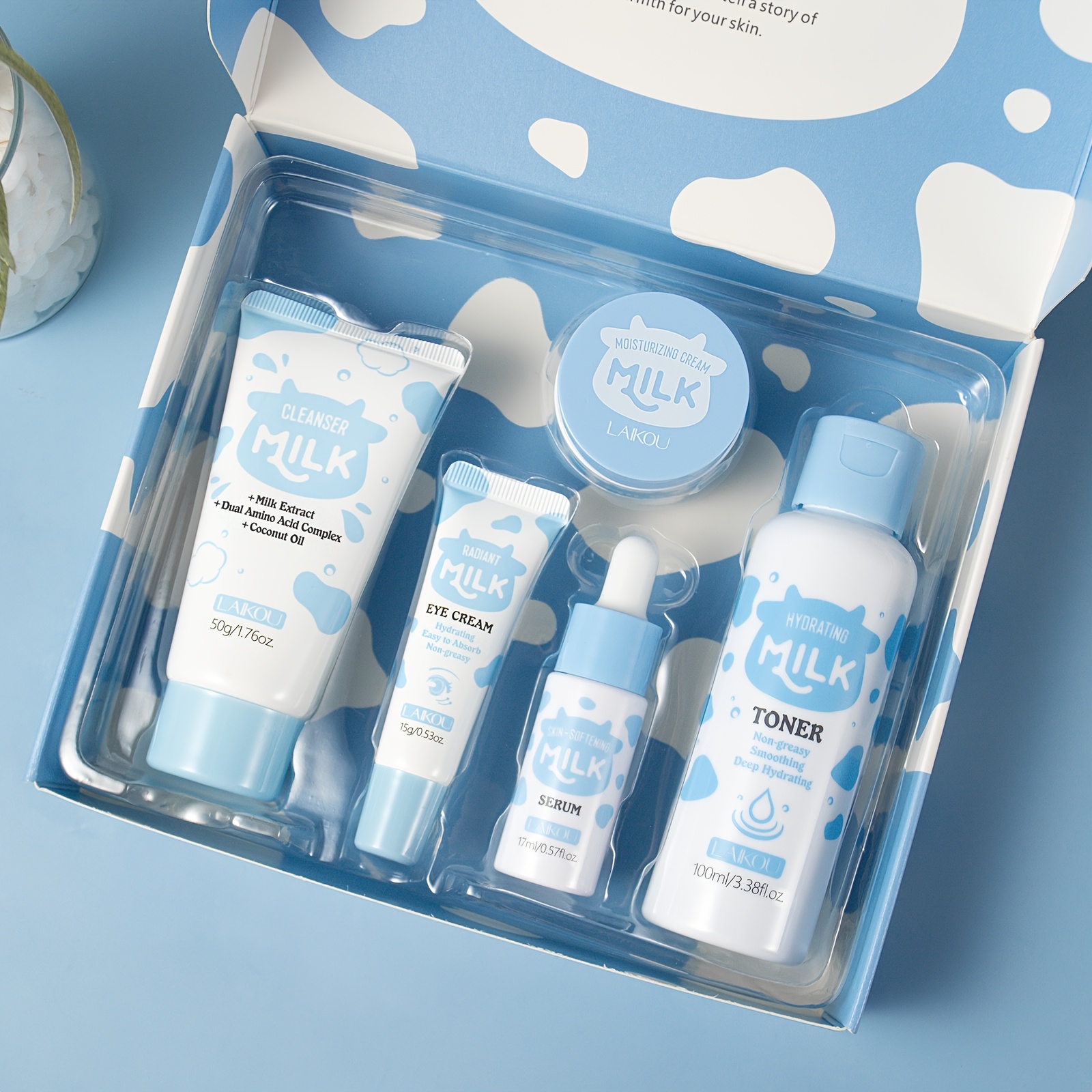 LAIKOU Sakura and Milk Skincare Gift Set, 5-Piece Routine
