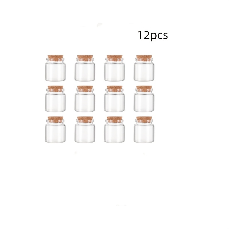 Image of 12pcs Mini Glass Bottle Set With Lids, 0.68oz Each, Versatile Small Glass Containers Suitable For Crafts, Birthday Gifts, And Wedding Party Decorations