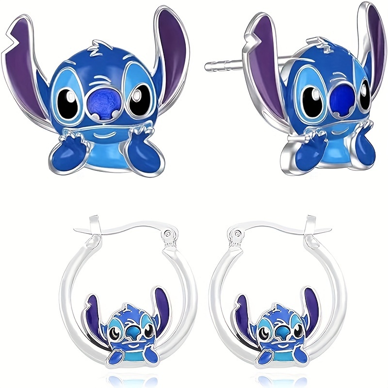 

(authorised) 2 Pairs Disney Stitch Earrings Jewelry Set, Cartoon Stitch Earings Decoration, Birthday Gifts