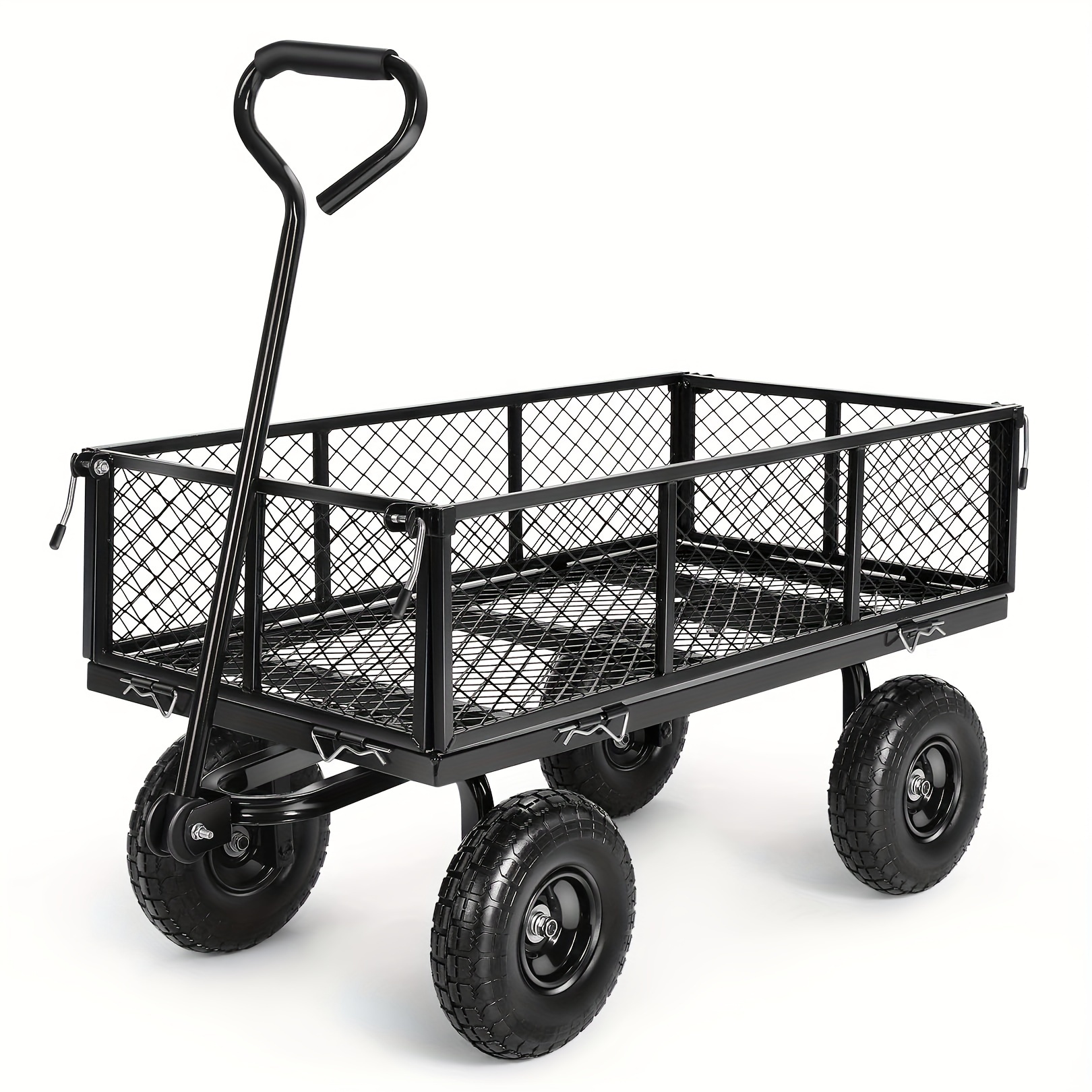 

Homdox, Steel Garden Cart, 680 Lbs Capacity, Convertible To Flatbed, Removable Mesh Sides, 180° Rotating Handle, Suitable For Transporting Goods, Shopping, Watering Plants, Etc.
