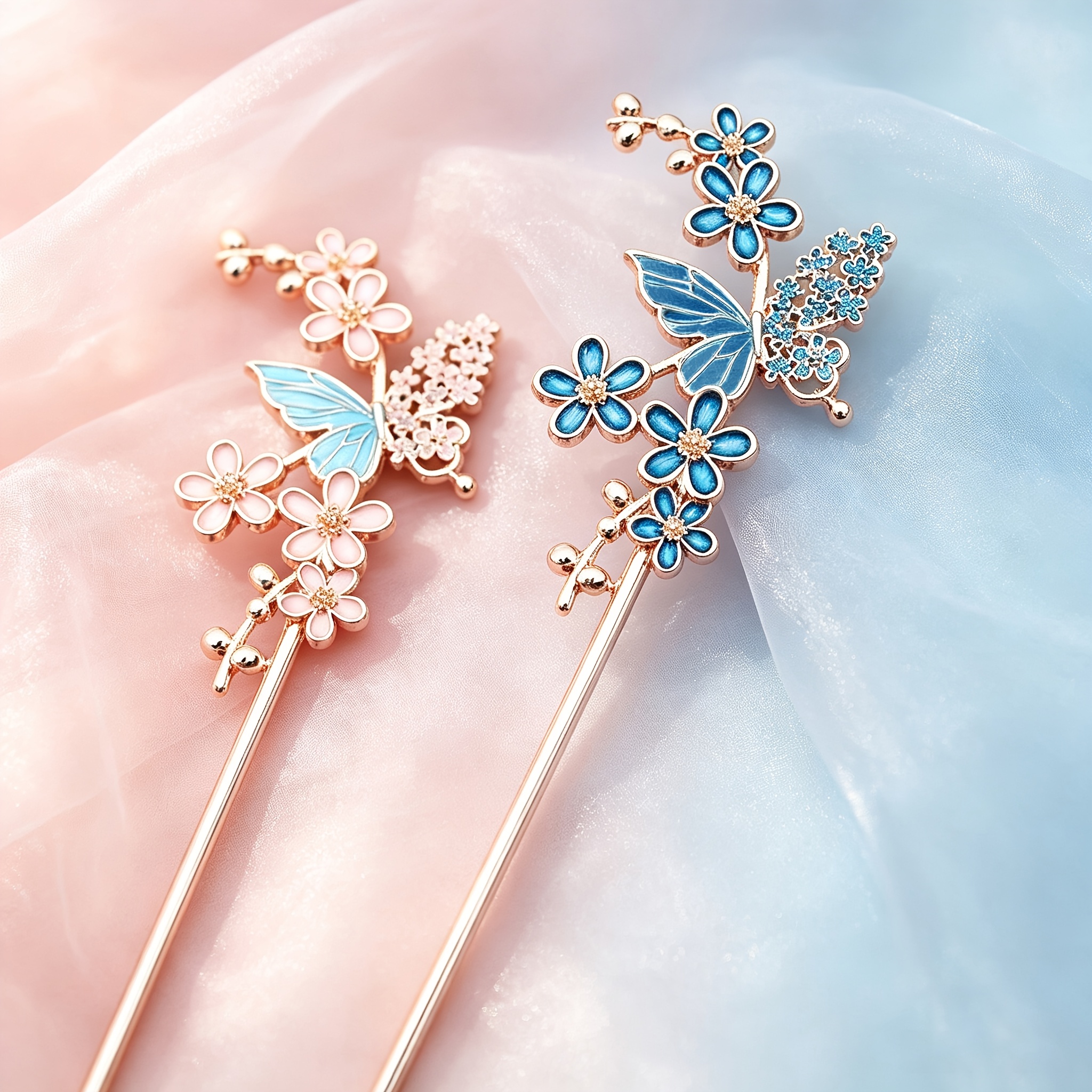 TEMU 2pcs Flower Hair Stick Vintage Chinese Style Hairpin Elegant Hanfu Accessory Decorative Hair Jewelry For Women Daily Party Wedding