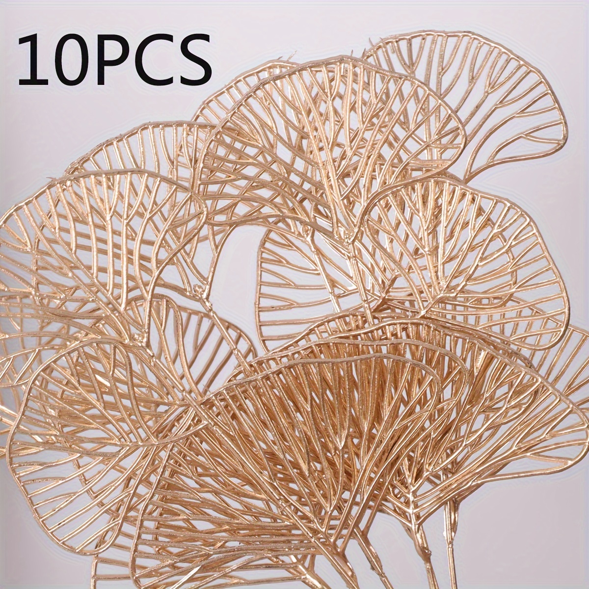 TEMU Ginkgo Leaf Single Branch Golden System Artificial Flower Ginkgo Leaf Golden Fake Flower Home Decoration Banquet Arrangement