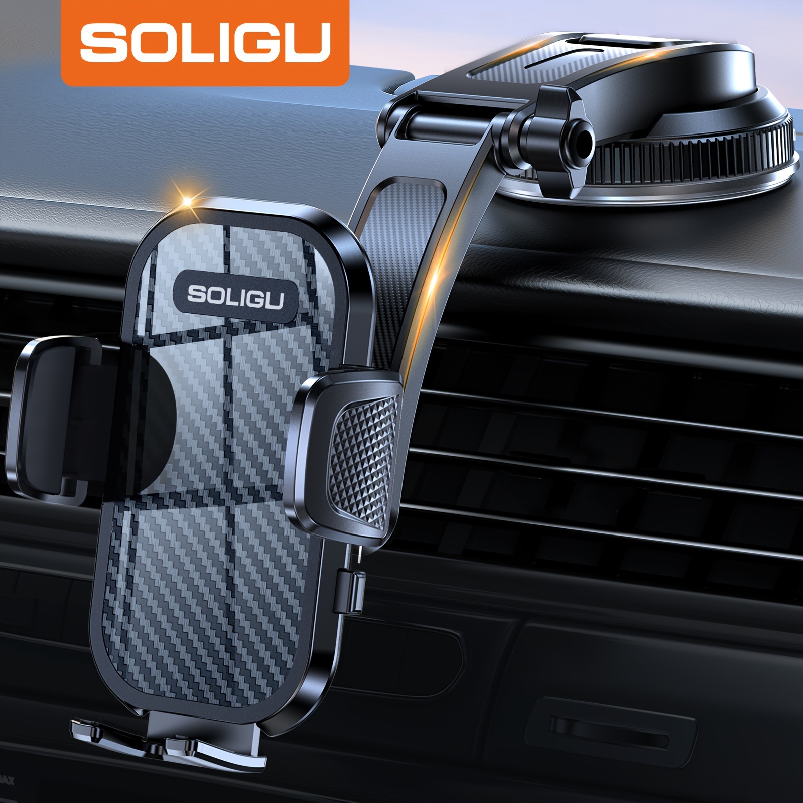 

Soligu Universal Car Phone Holder For Car Dashboard, Suction Cup, Horizontal And , -free , Universal All Phones.