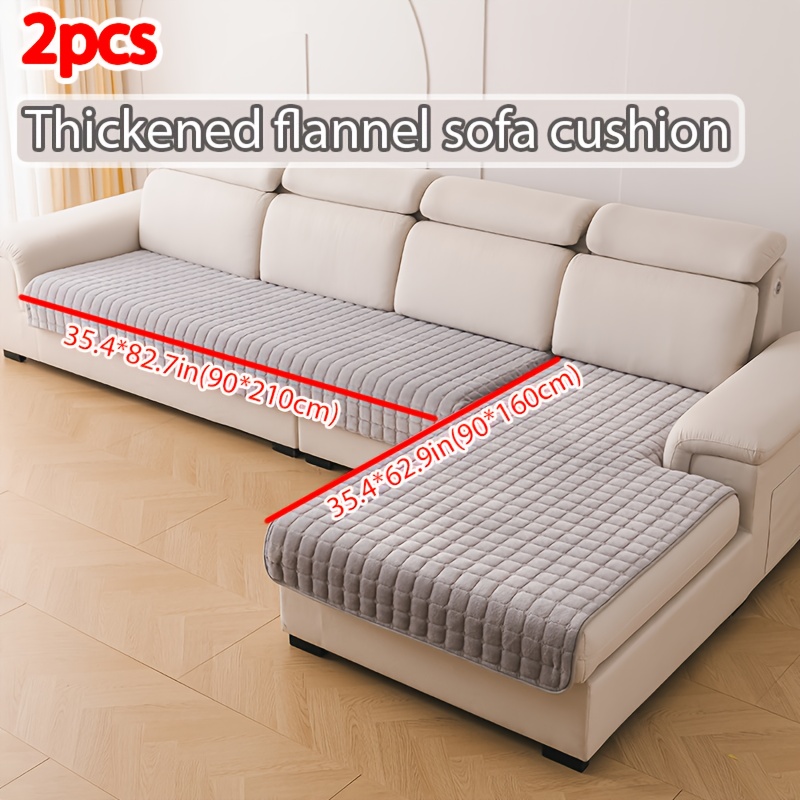 E-shop 2 Stück Elegante Gesteppte Flanell-Sofabezüge – Weiche, Langlebige Möbel- für Alle Jahreszeiten, Maschinenwaschbar, Wohnzimmer-, Schlafzimmer-,