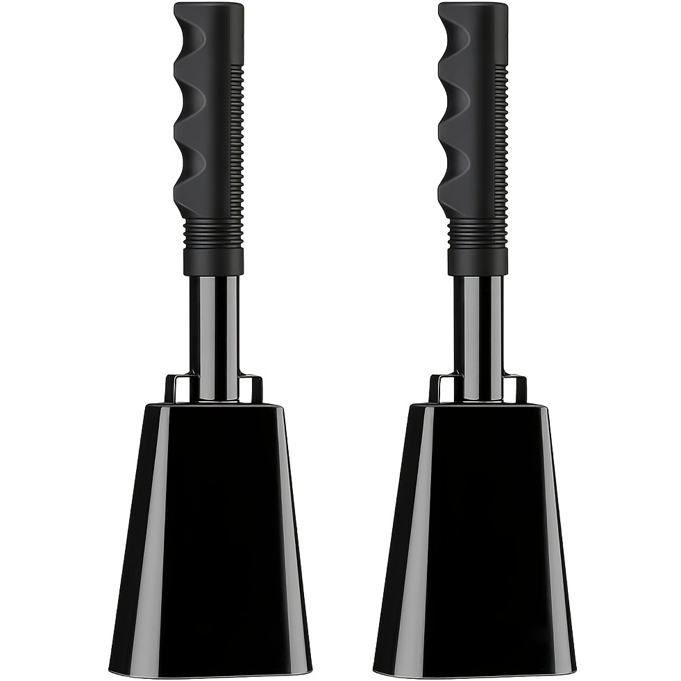 TEMU 2pcs Vibrant Cow Bells For Sports Events & Graduation - Grip, Ideal For Cheerleaders, Football Games & - White/red/blue