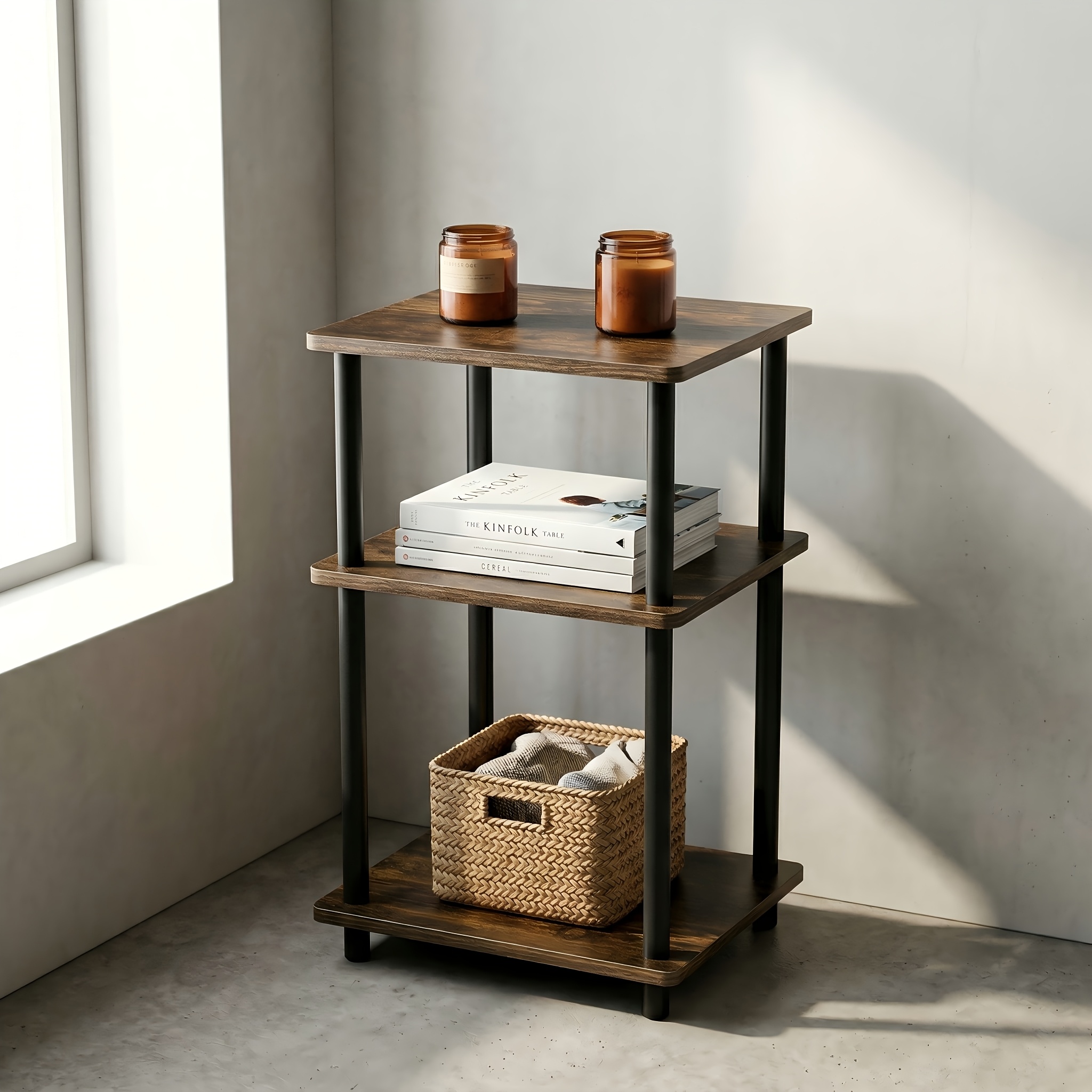 Side Table, Three-layer Shelf, Sofa Side Table, Living Room Side Table, Bathroom Shelf, Bedside Table, With Stable Structure And Diverse Functions, Used In Living Room, Bathroom, Kitchen, Bedroom And