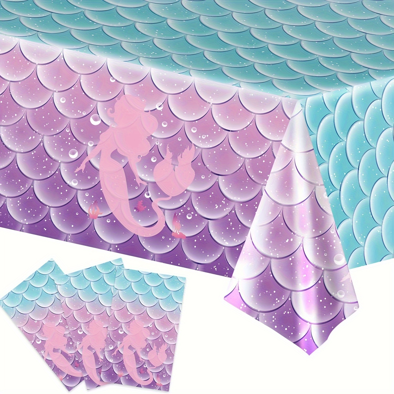 1 2 3pcs mermaid scale theme high quality disposable tablecloth   used as backdrop   decorations christmas halloween supplies easter gifts   celebration