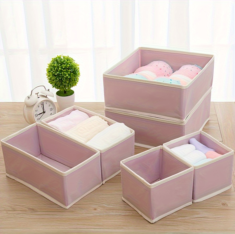 6pcs foldable non woven storage bins for underwear socks   space saving closet organizers details 12