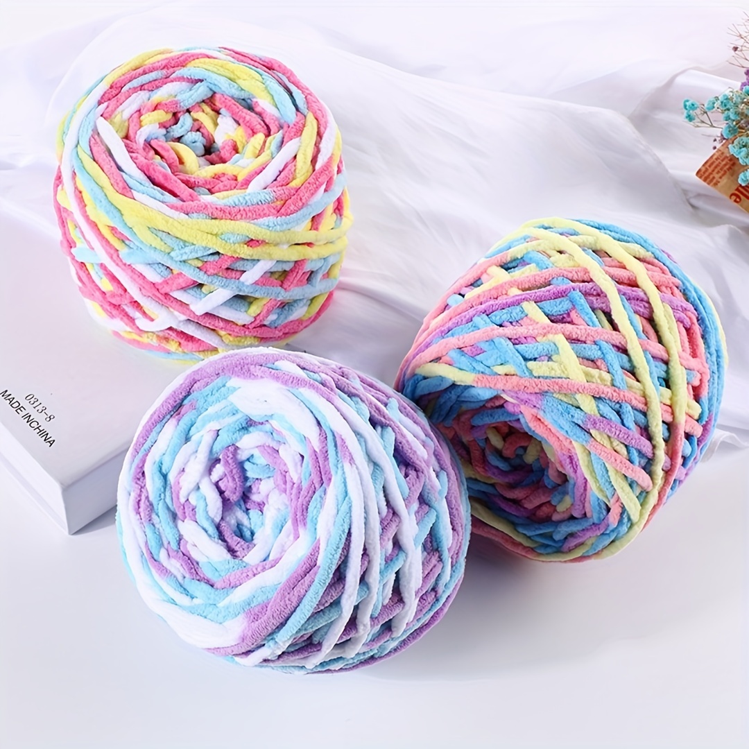 Thick Knitting Yarn Chunky Yarn for Crocheting Acrylic Yarn Knitting kit  Thick Yarn scrubby Yarn White Yarn Bulky Yarn Cotton Yarn Rainbow Yarn