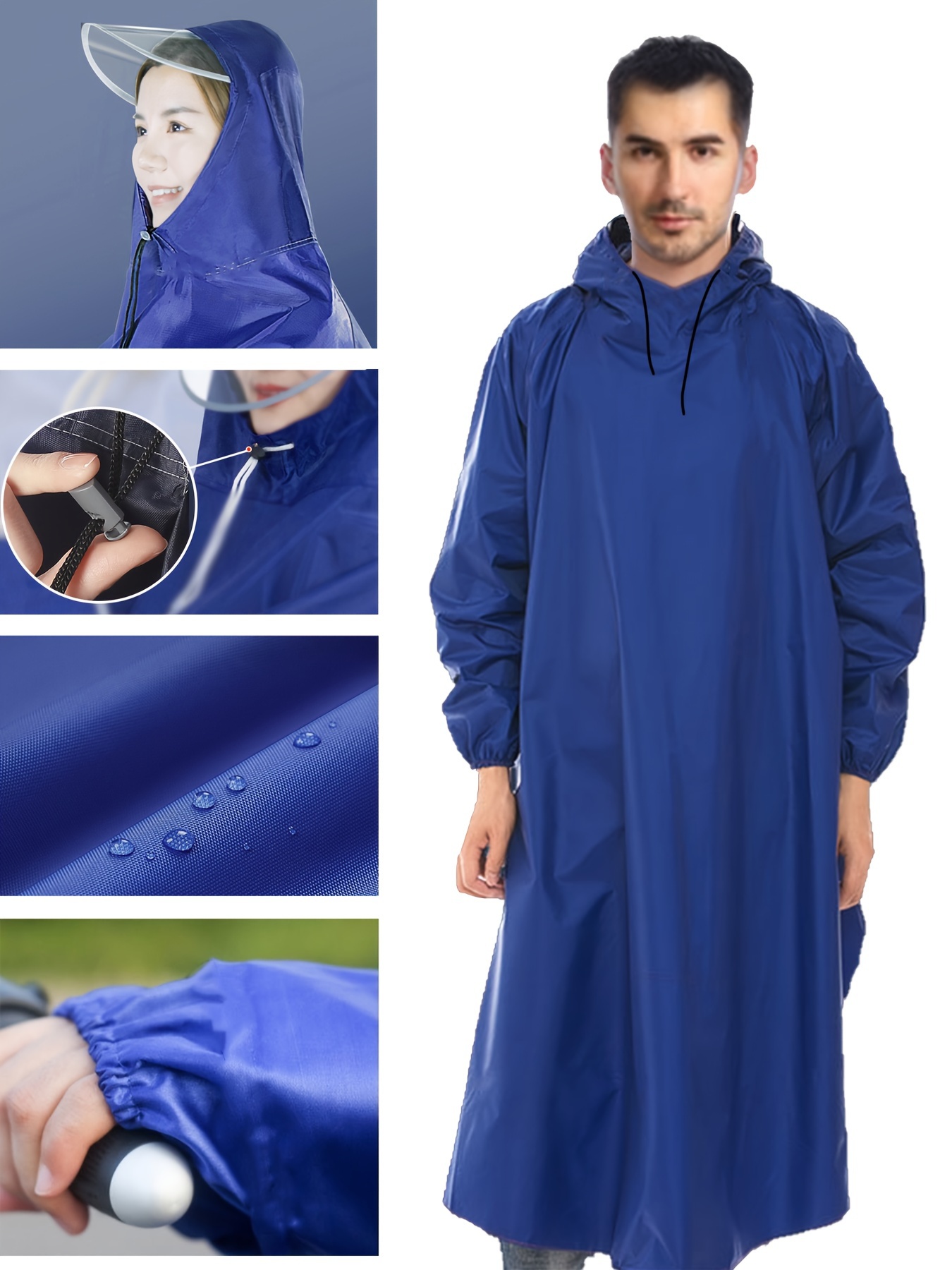 Chubasquero Capucha Grueso Sólido Hombre Impermeable Moda - Temu