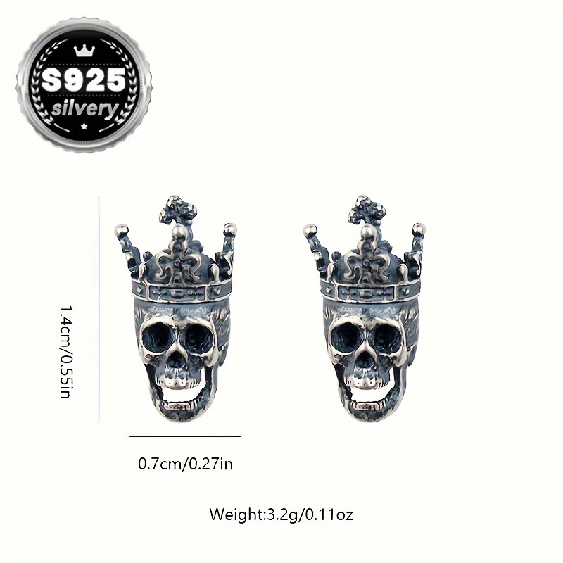 Silvery Retro Gothic Crown Earrings 2pc