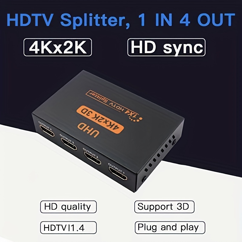 HDMI Splitter 1 input 4 output 1X4 HDMI Switch/Splitter Full HD 1080p 3D  Enabled