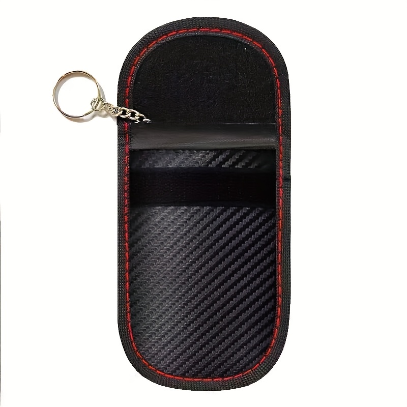 Car Key Protector, Synthetic Fiber Material, Universal Fit, Anti-theft Faraday Bag With Keychain, Double-layer Shielding, Carbon Fiber Design