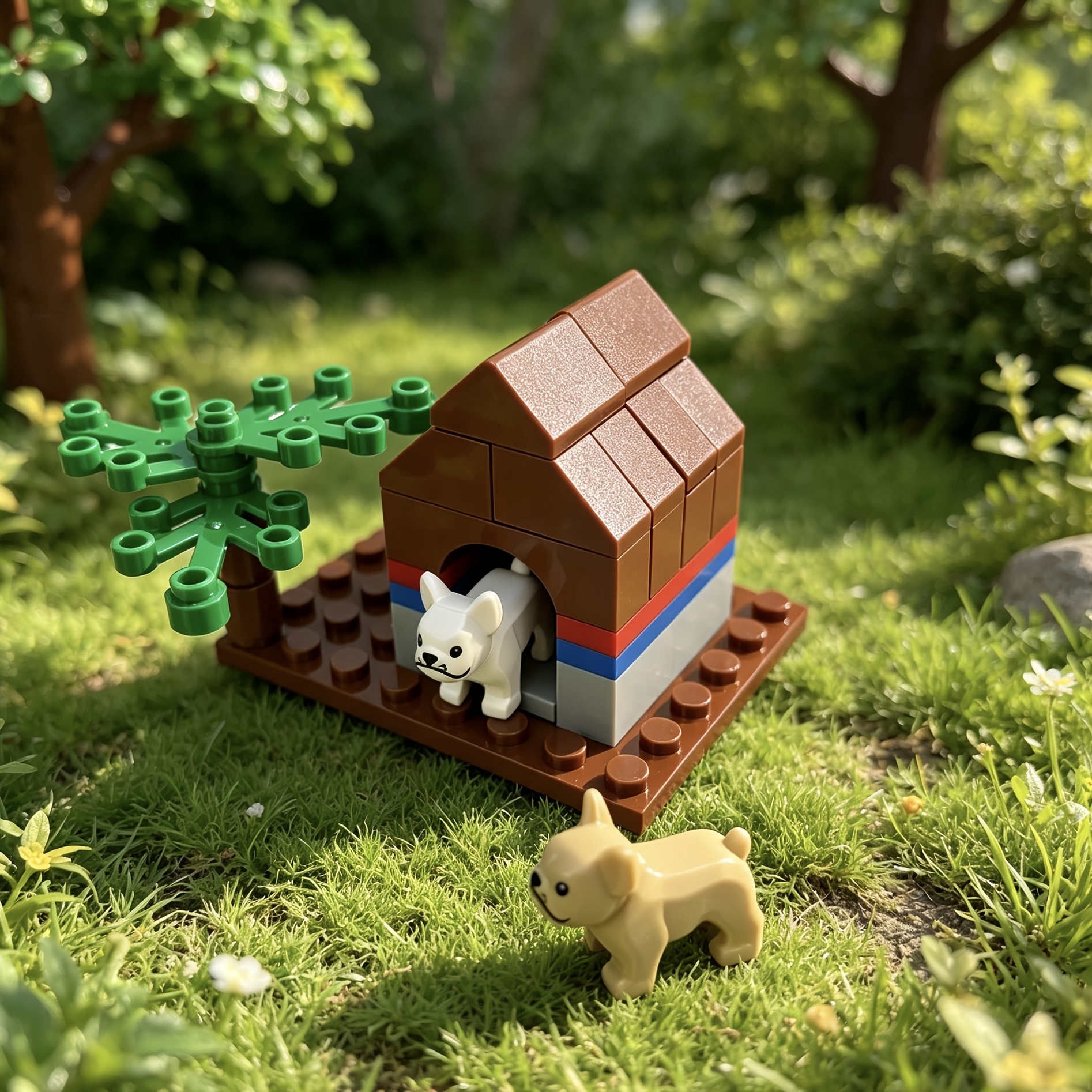 MOC Small Granule Building Blocks Toy, Creative Doghouse Scene