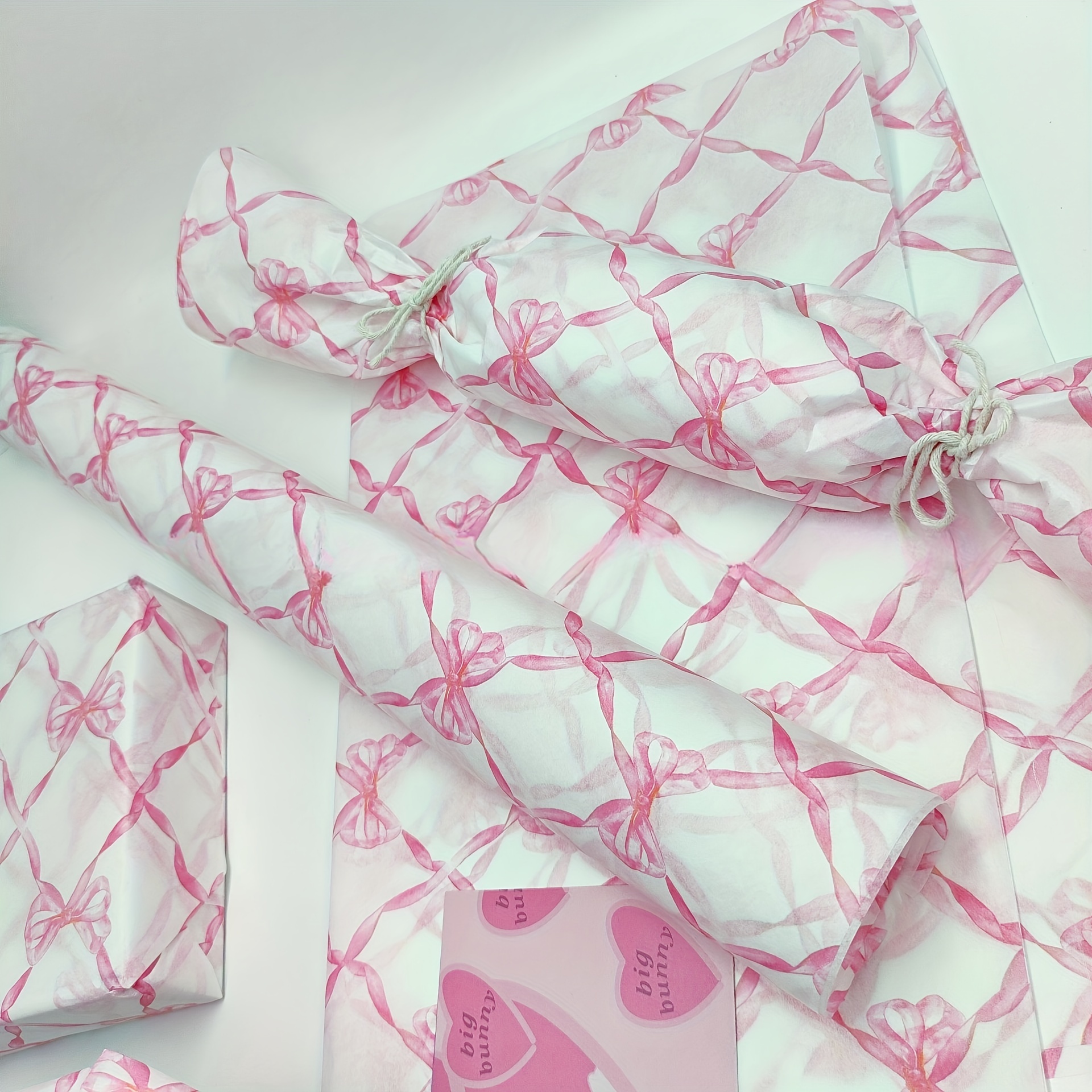 

10pcs Pink Bowknot Wrapping Paper, Decorative Paper For Gift Wrapping, Floral Photography Background, Party Supplies