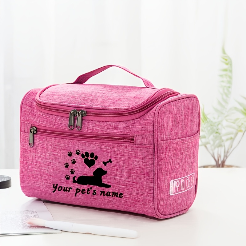 TEMU Custom Your Pet's Name Diy 1pc Pet Supplies Storage Bag - Portable Multi-compartment Pet Care Storage Box, Large Capacity Lightweight And