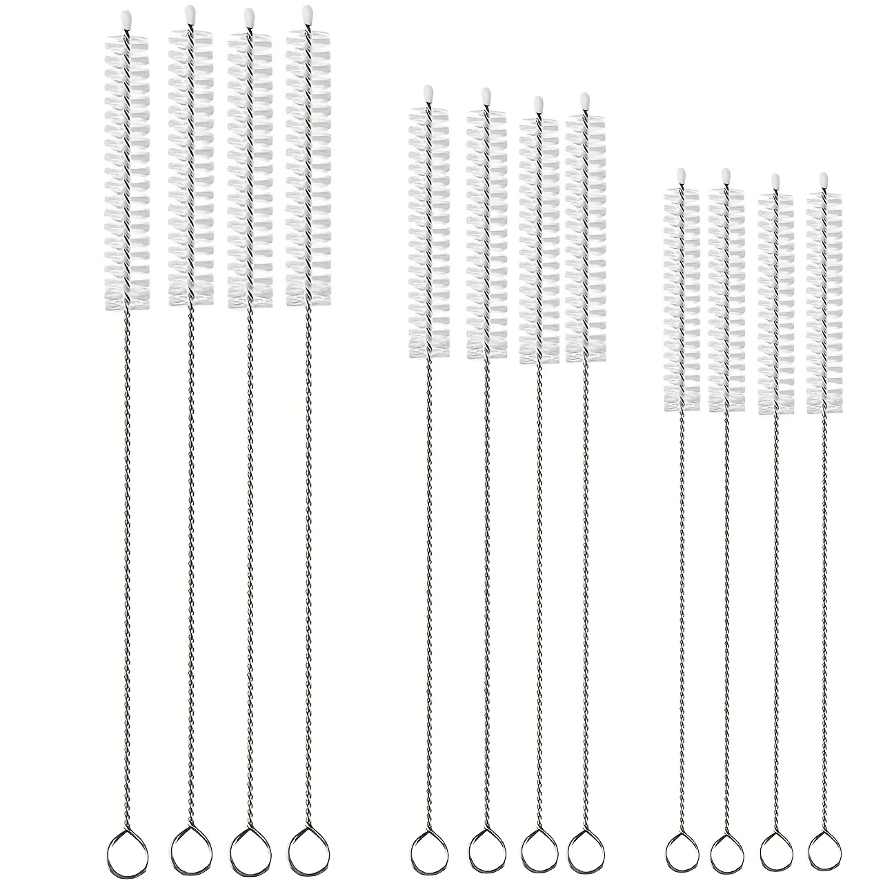 TEMU 12pcs Straw Cleaning Brush Set - Stainless Steel Straw Cleaner With Extra-long Bristles, Suitable For Cleaning Straw Cups, Water Bottles, Tubes,