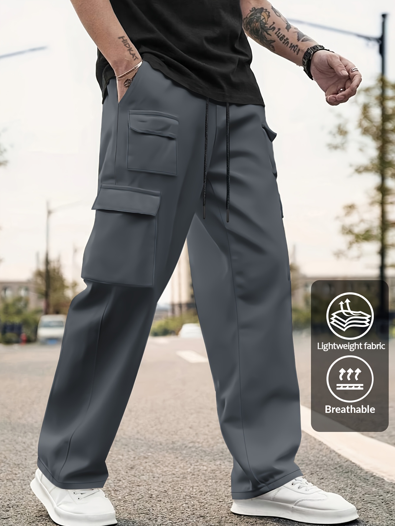 mens new casual multi pocket cargo pants lightweight - Temu Oman