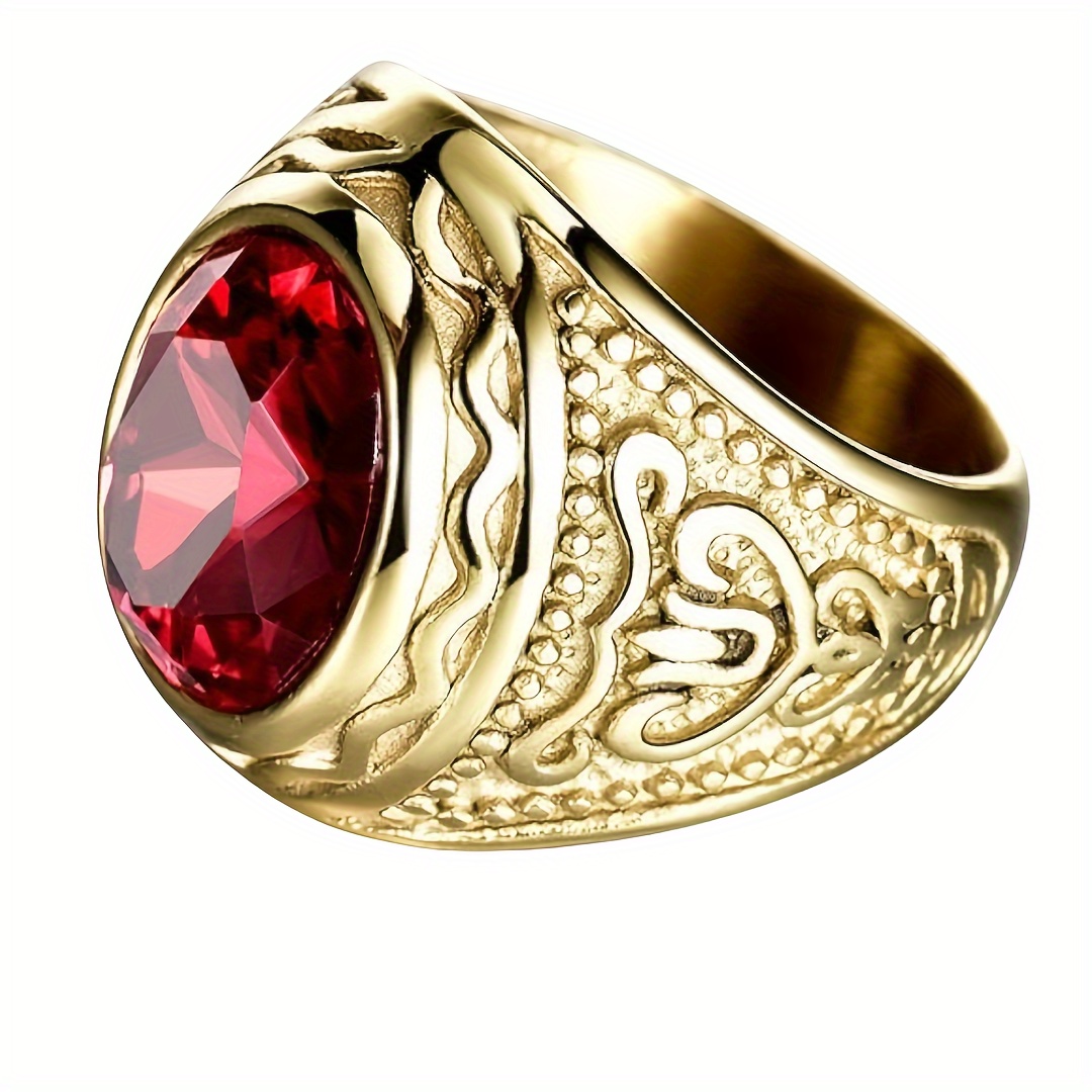 Carved Pattern Golden Wedding Ring Unisex