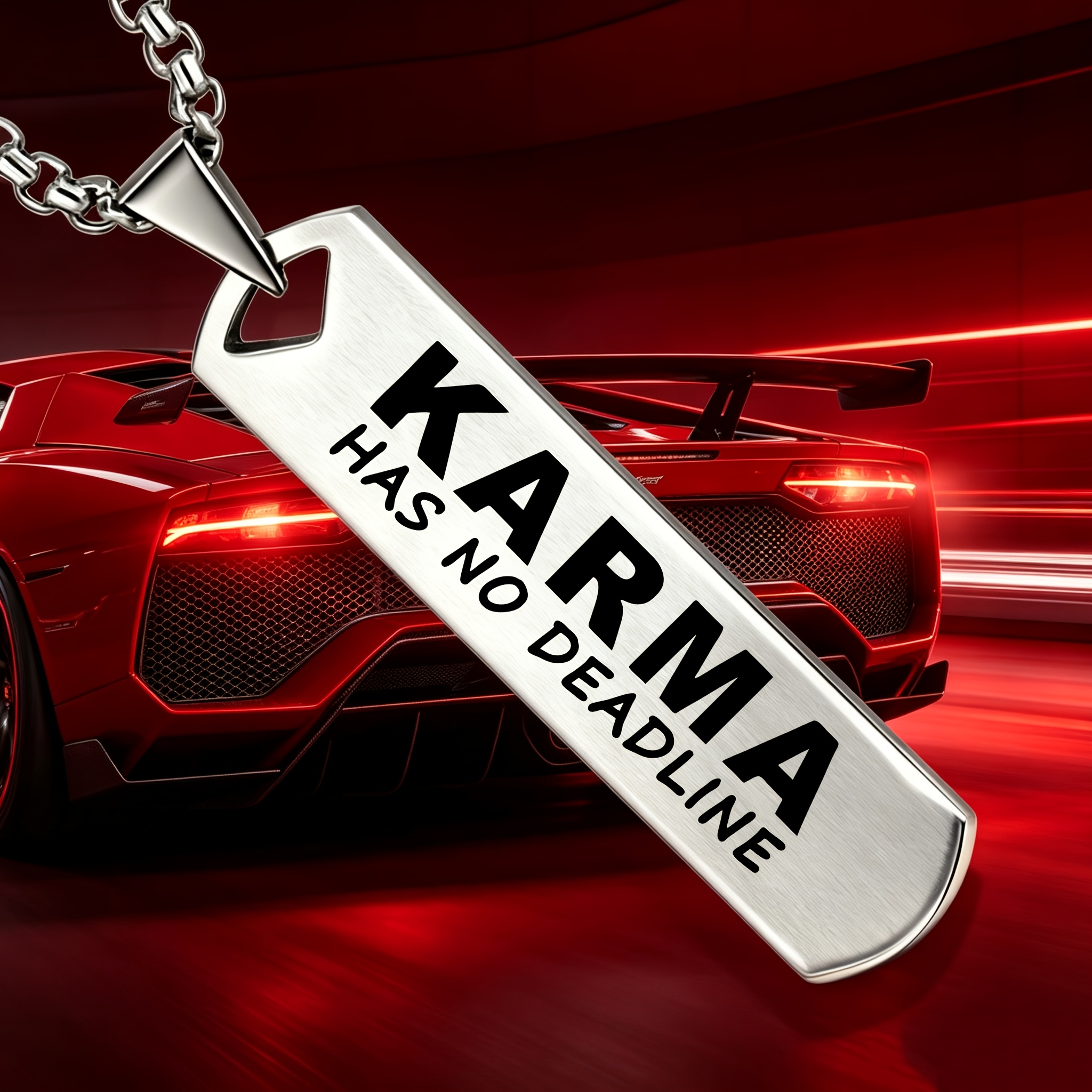 KARMA HAS NO DEADLINE Font Pendant Necklace