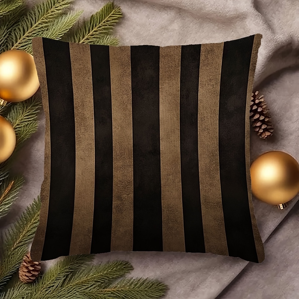 Image of 1pc, Two-sided 18x18inch Printed Pillow Cover, And Black Vertical Stripes, Soft And Comfortable Bedroom And Sofa Cushion Cover, Home Decoration