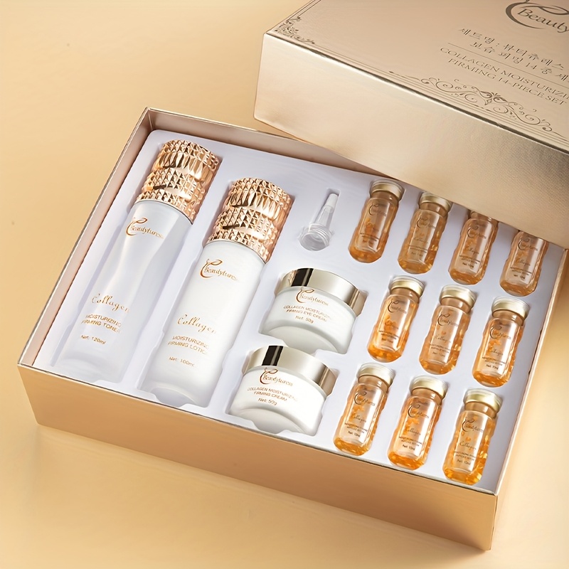 Image of Collagen Moisturizing Firming Skin Care Gift Box Suitable For Skin Types, Hydration & Non-greasy Formula For Deep Hydration, - Suitable For Parties, Holiday Gifts, &, Firming Collagen
