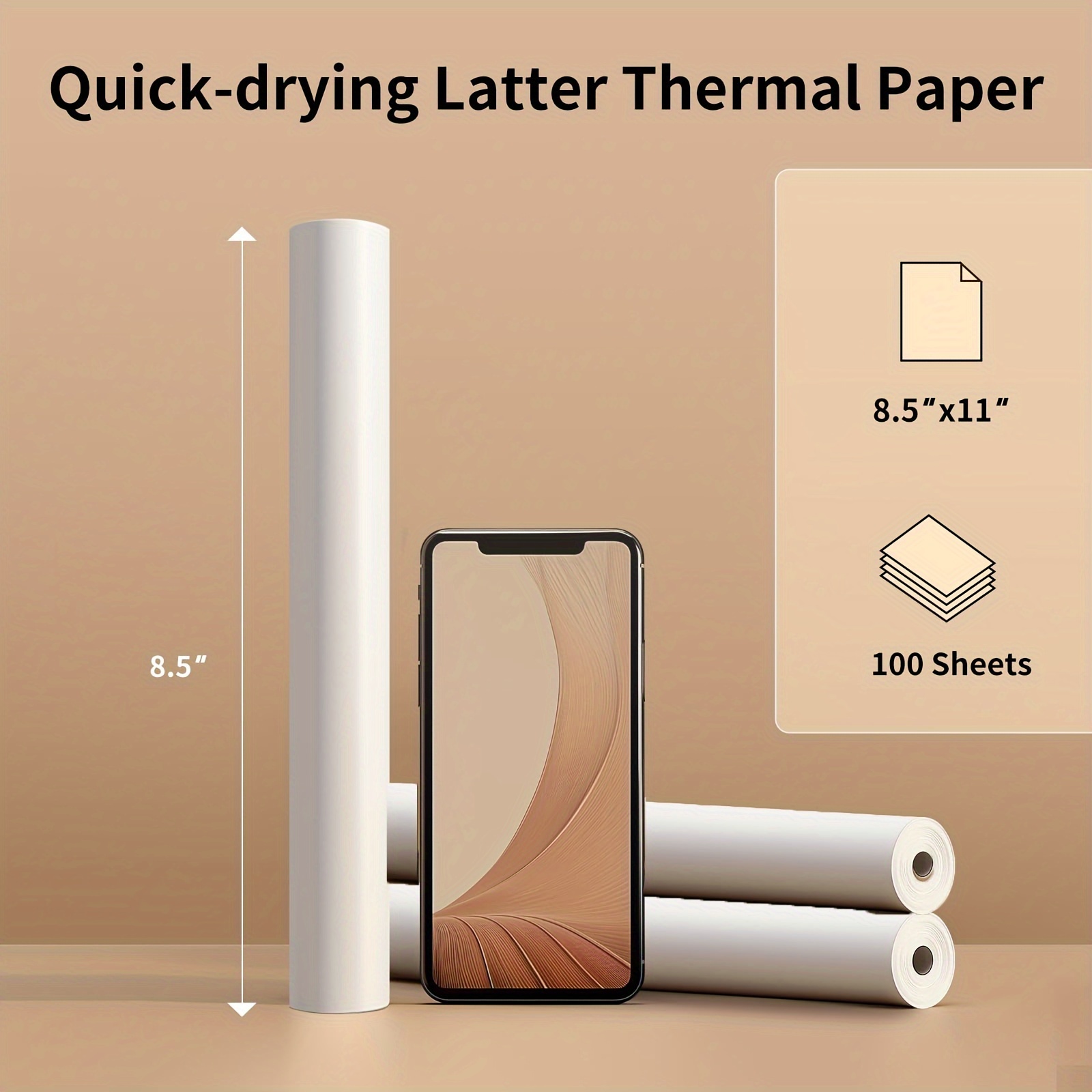 TEMU A4 Quick-dry Thermal Paper For Portable Printer, Thicker And Is To Make The Printing Quality Better, 3/6 Rolls, Multipurpose Thermal Paper For