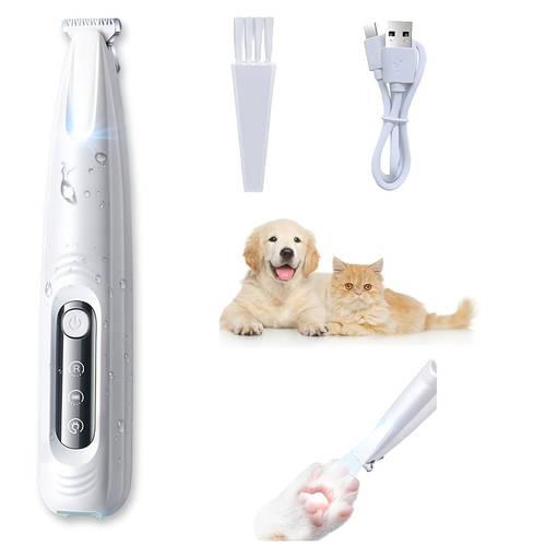 pet grooming clipper for small dogs and cats ceramic rechargeable led light multi part trimmer for paws eyes ears face and