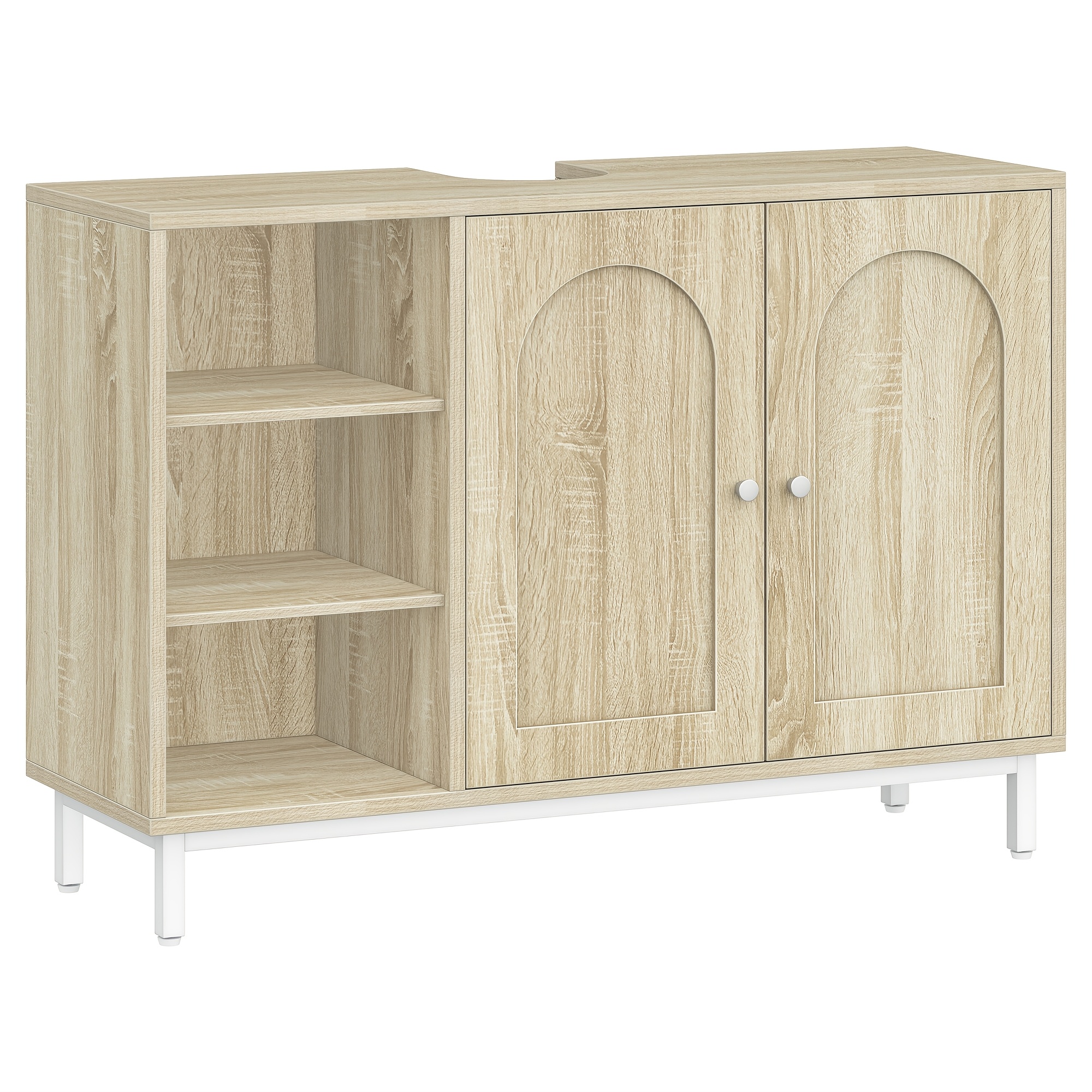 Vanity, Double Door Bathroom Cabinet With Adjustable Shelves, Of Storage Space, , 30 X 90 X 63cm, Light Oak, Mounted Closet Systems