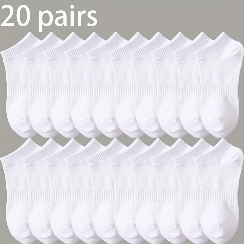 TEMU White 10/16/ Pairs Pack Waist-cinching Ankle Socks - Yzy - Unisex Spring/summer Minimalist Solid Color Waist-cinching Outdoor Shallow-cut Ankle