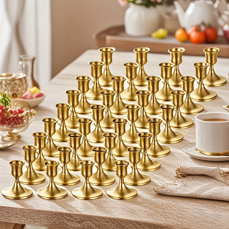 Image of 36pcs Set Of Tapered Low Candle Holders, Bulk Candle Stands, Vintage Candle Decorations, Metal Candle Holders, Suitable For Home Decor, Holiday Table And Fireplace Centerpieces (candles Not Included)