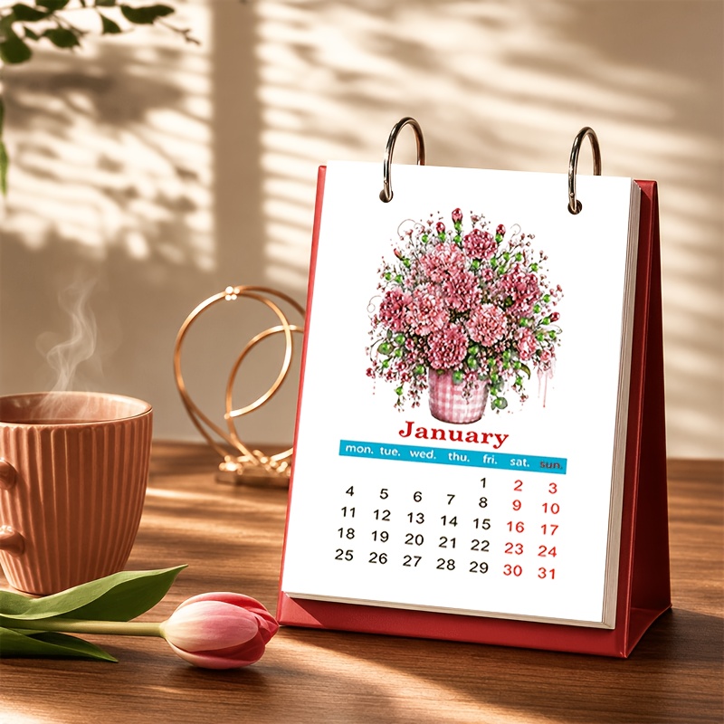 TEMU Calendrier de l'Avent 1 pièce 2027 An Fleur Peinture Diamant, Convient pour Décoration de Bureau, Calendrier de Compte à Rebours Mensuel à Soi-