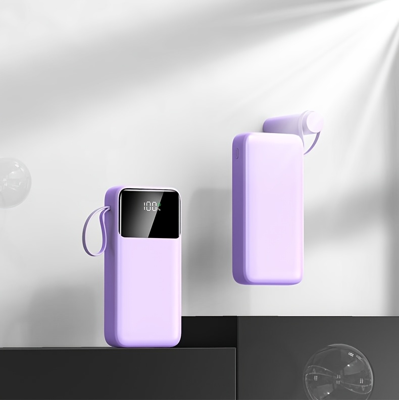 20000mAh Power Bank with LED Battery Display, Dual Outputs, Built-in Lanyard Compact Portable Charger for iPhone 15 Pro/14 Max /13 12 Devices Android (USB, Type-C), Outdoor Emergency Backup