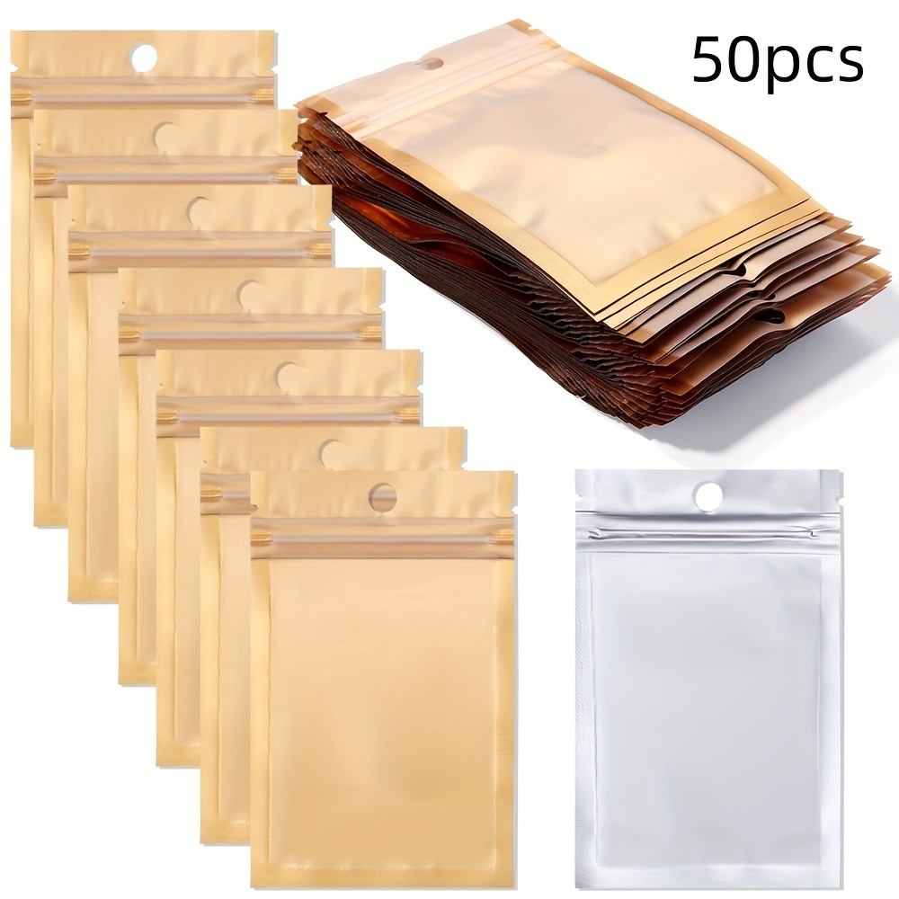 TEMU 50pcs Foil Ziplock Bags For Jewelry Storage - Earrings, Rings & Necklaces, Sealable Bags