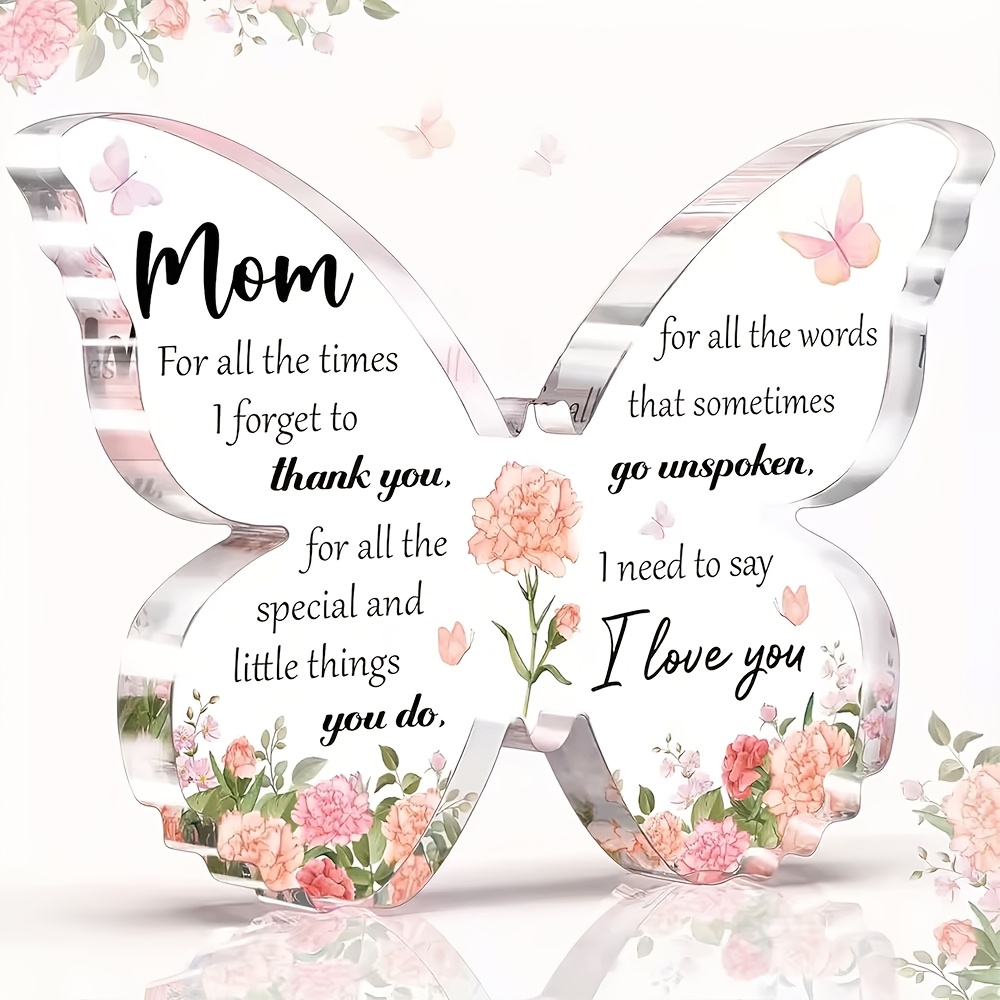 TEMU 2d Flat, 2d Flat 1pc, An Acrylic Decoration For Mom - A Thank You Message, A Collectible Ornament, Mother's Day Or A Birthday Gift., 2d