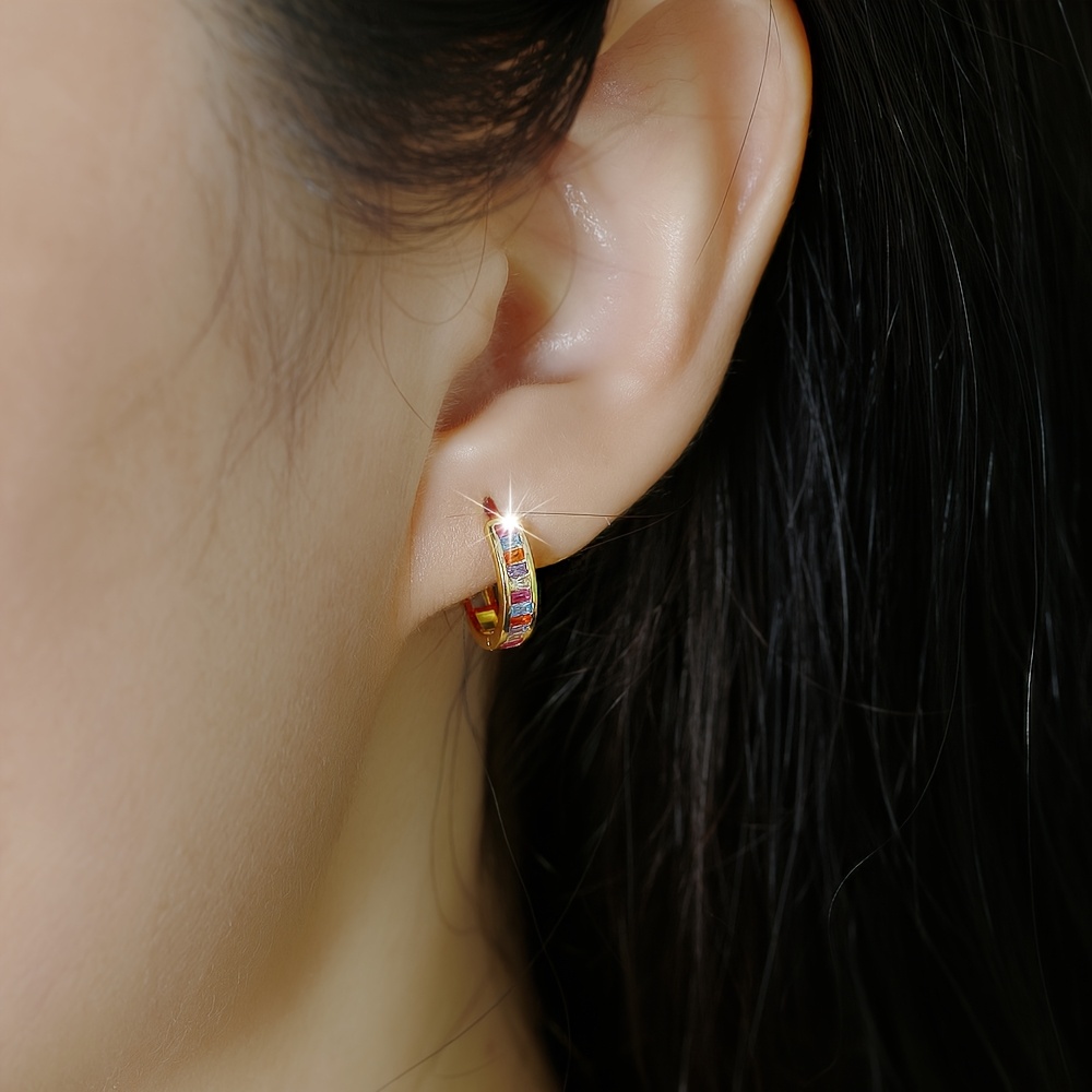 Fashion Earrings with High-End Multicolor Synthetic Zirconia