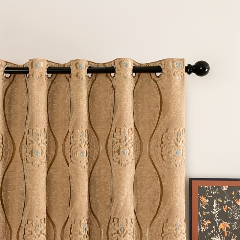 1 Cortina Europeia Vintage Dourada Vazada para Janela de Alta Qualidade para Sala de Estar, Varanda, Proteção Solar, Luz, Luxo, Cortina de Gaze Jacquard 9