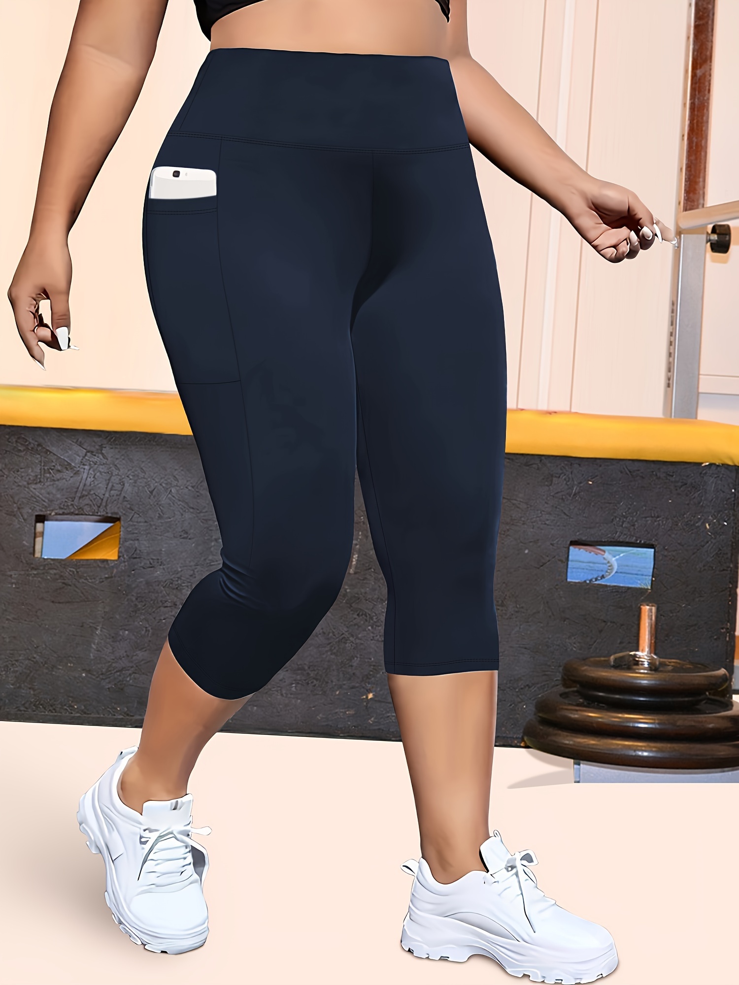 Plus Size High-Waisted Leopard Print Capri Pants with Side Pocket - Stretchy Casual Skinny Jeans for Spring/Summer/Fall, Casual Wear|Leopard Print Pants|Stretchy Fabric