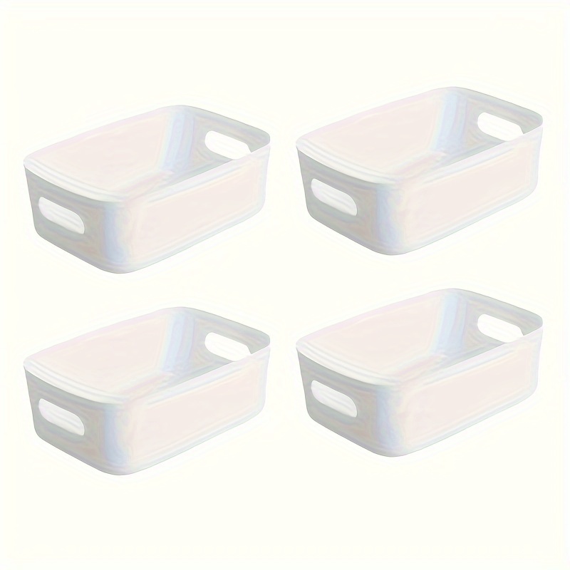 TEMU 4-pack Plastic Kitchen Storage Bins Organizer Baskets - Durable Household Drawer Organizers For Office Supplies, Cosmetics, Undergarments, And Accessories