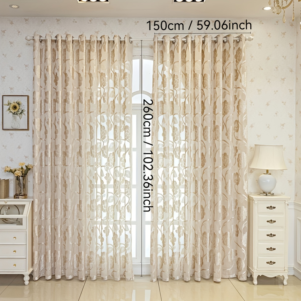 TEMU 1pc Of Finished Curtains, Sheer Curtains Suitable For European, American, And French Styles, Modern Light , Ideal For Home Decoration In Living