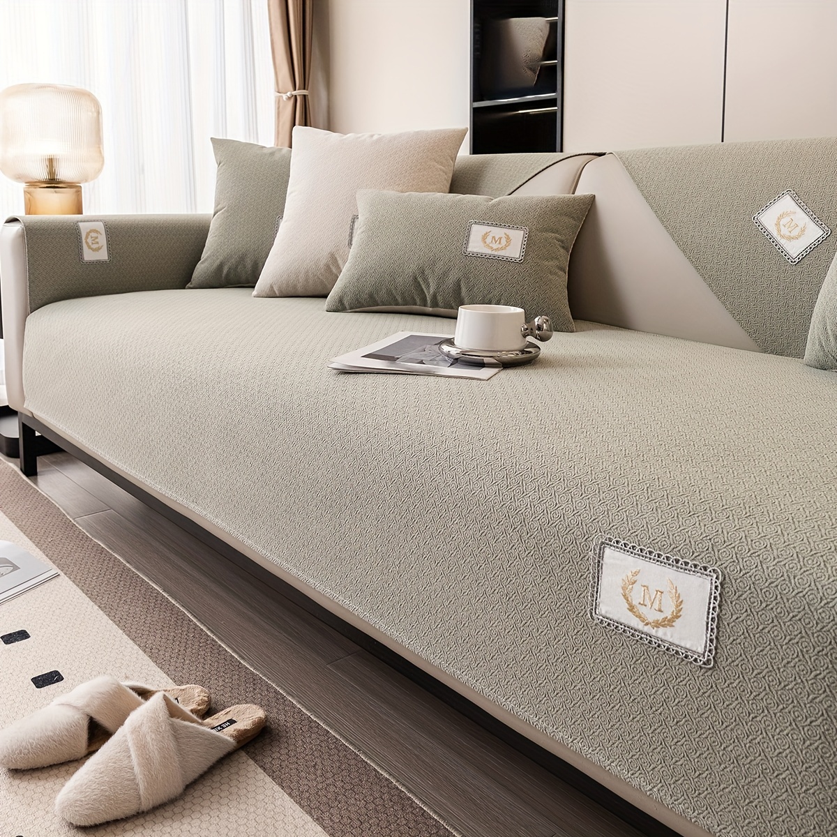 Embroidery Chenille Sofa Cover Suitable Seasons Pet friendly Temu